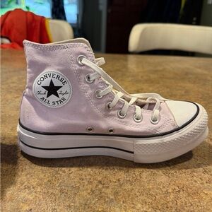 Converse Women's Pink High-Top Sneakers (platform style)